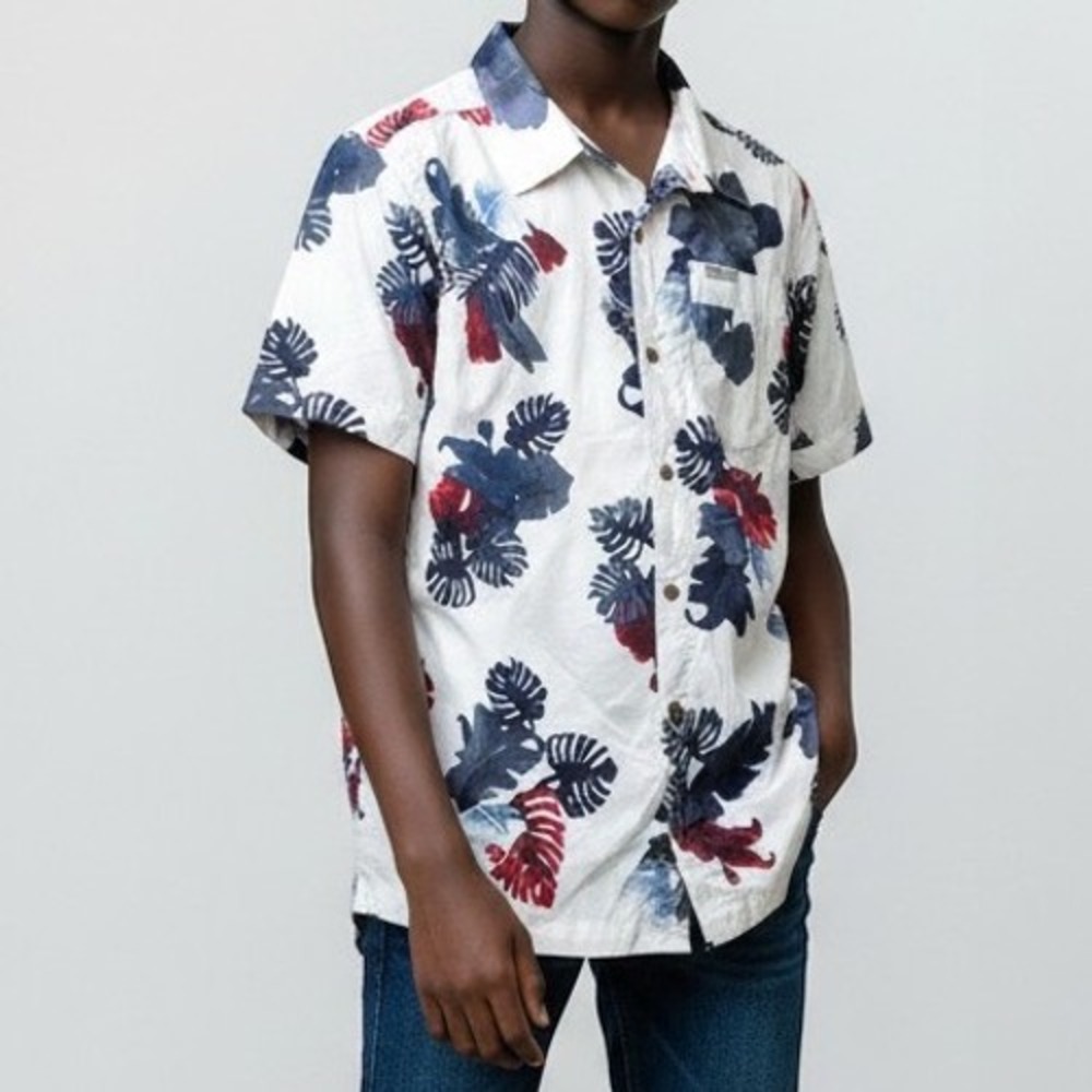 Columbia Outdoor Elements Shirt Mens L White Floral Tropical NWT AO0354-100